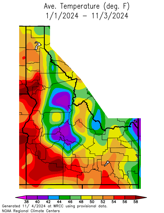 idaho temperature map