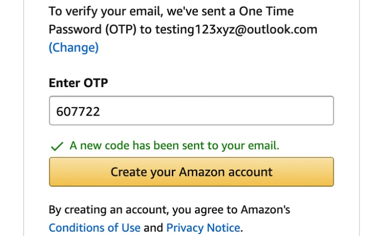 amazon prime one time password