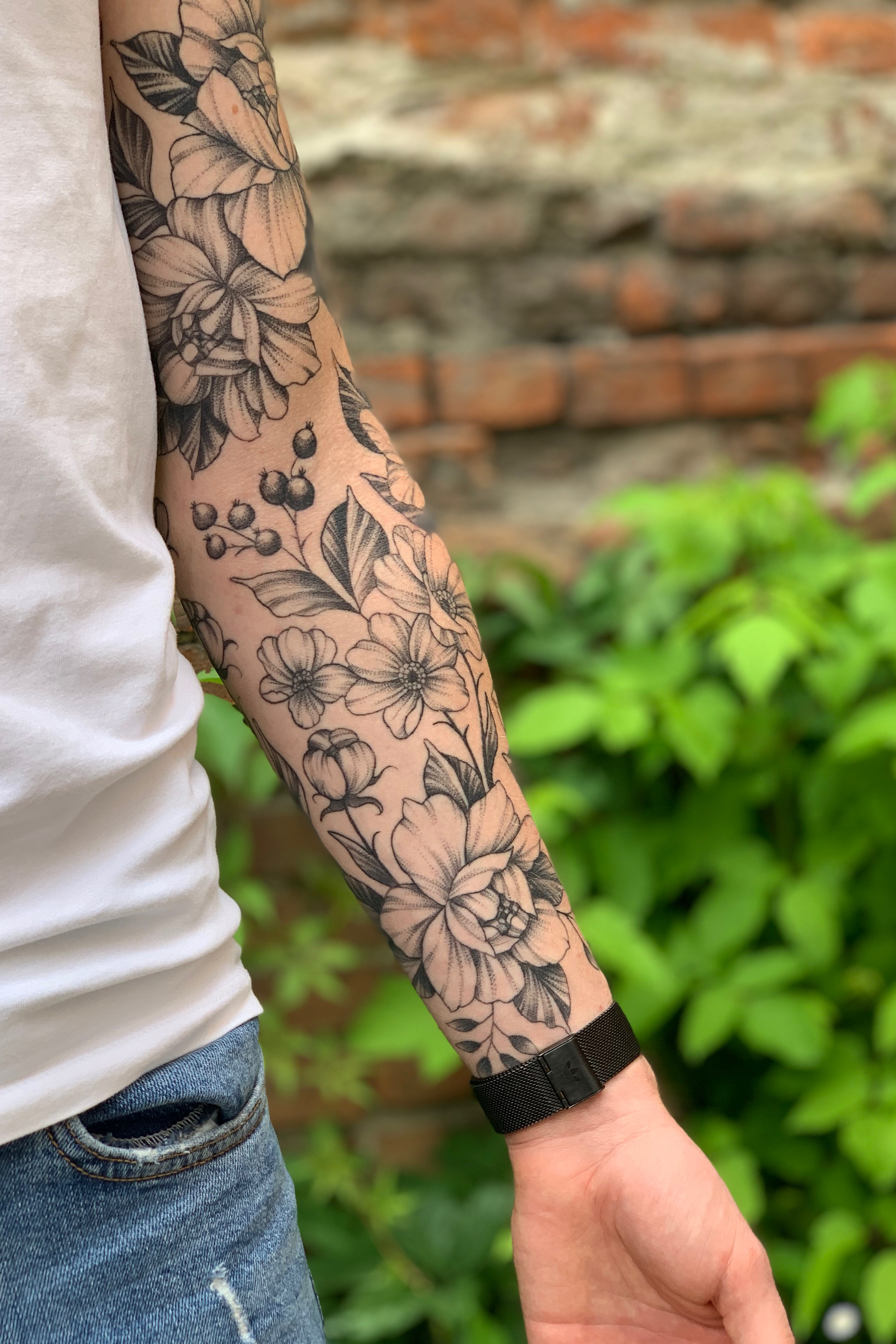 botanical tattoo sleeve