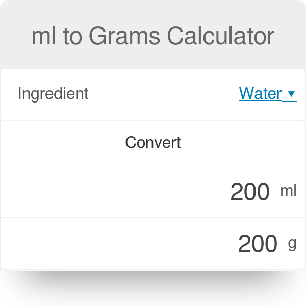 how many grams per ml