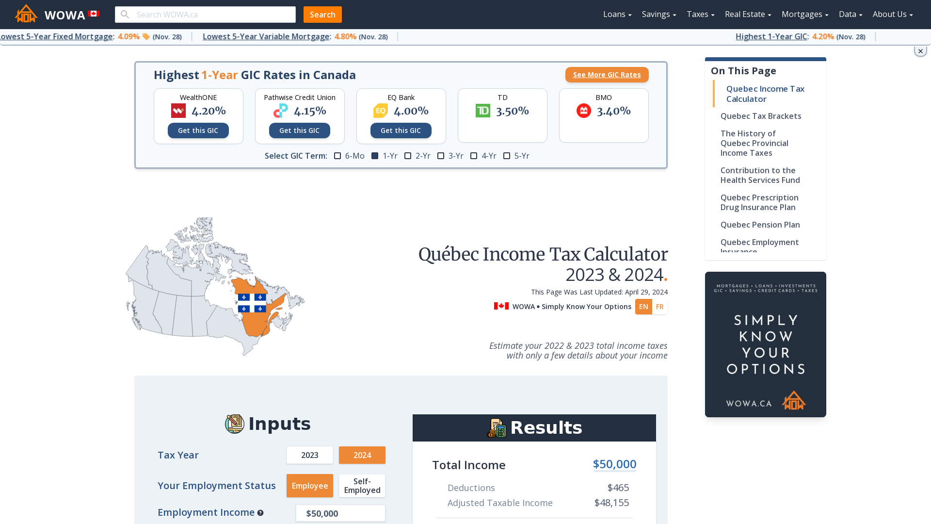 québec tax calculator