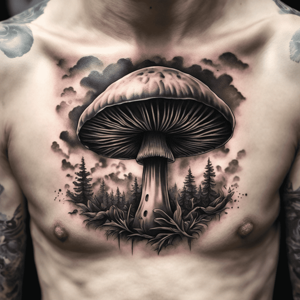 realistic mushroom tattoo