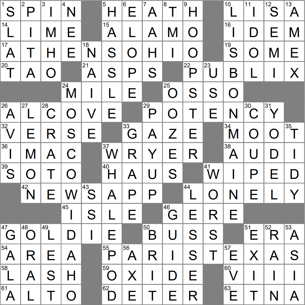 la crossword puzzle answers