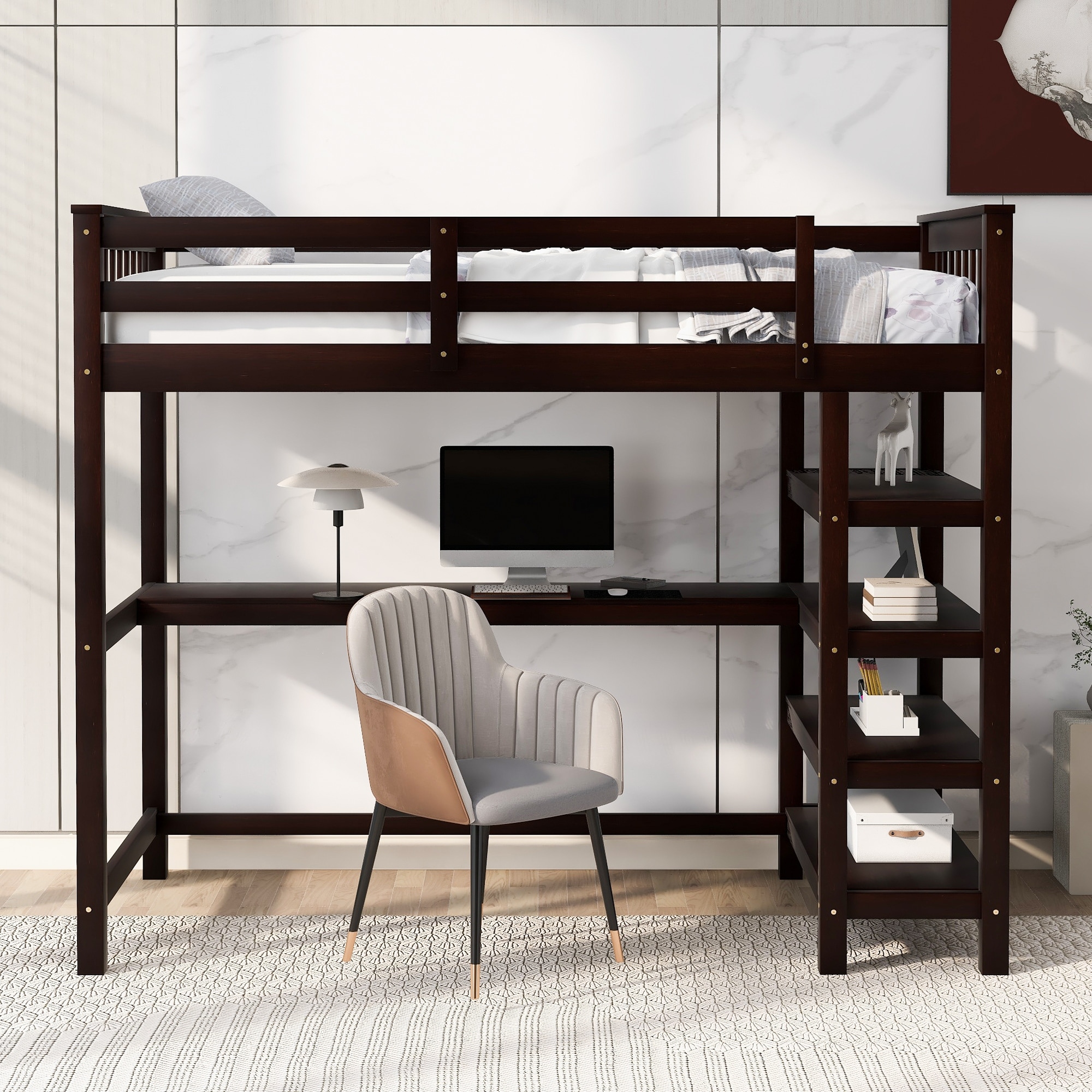 twin loft bed with desk