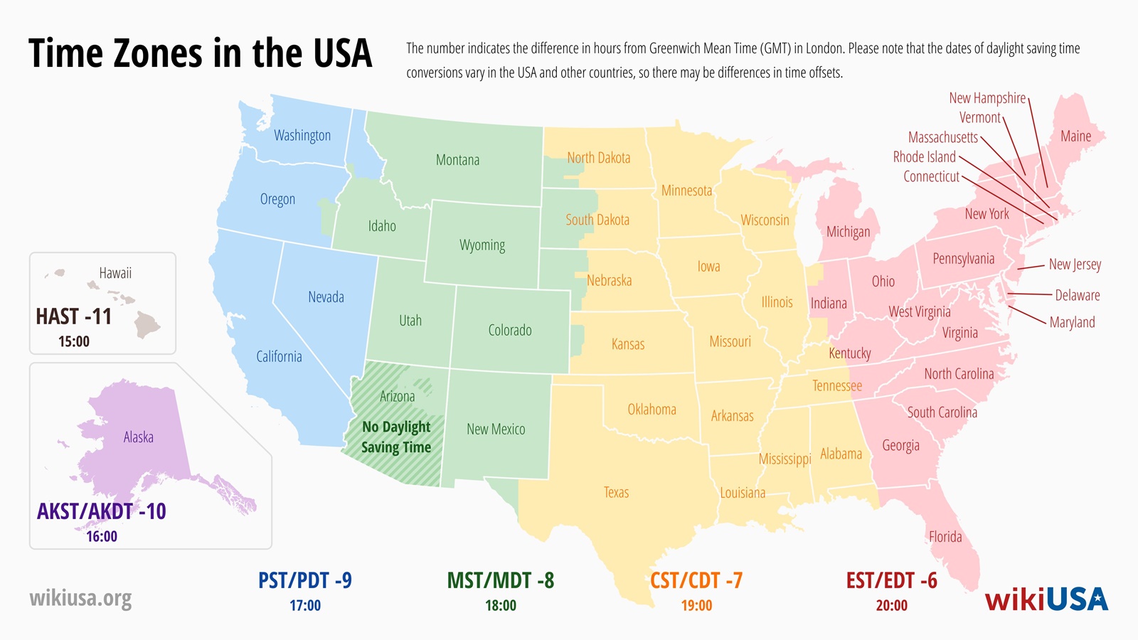 map of time zones in usa