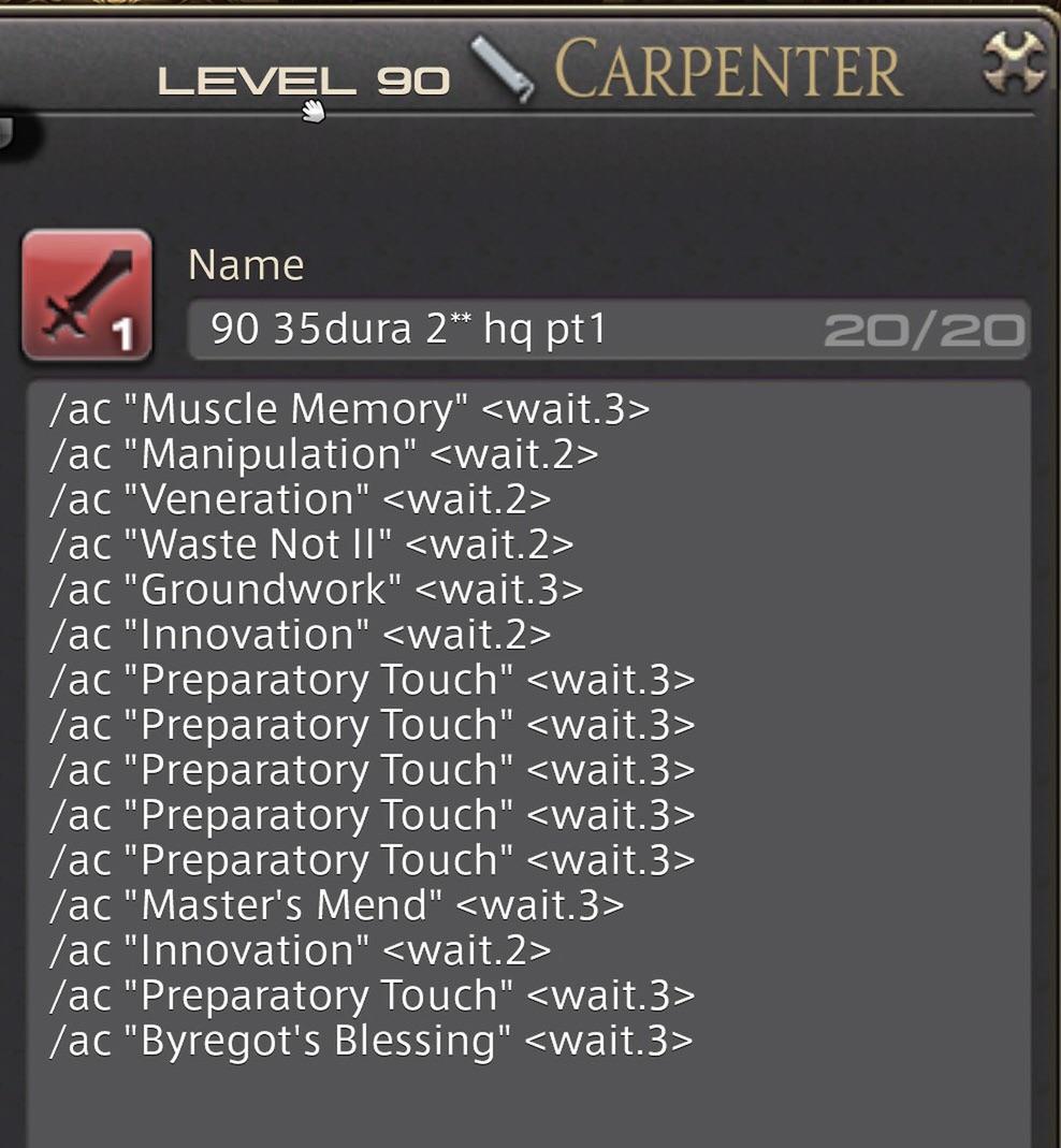 final fantasy xiv crafting macros