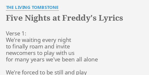 five nights at freddys 1 song lyrics