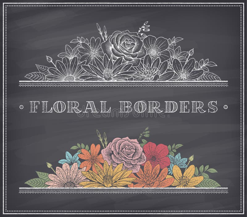 flower blackboard decoration with chalk