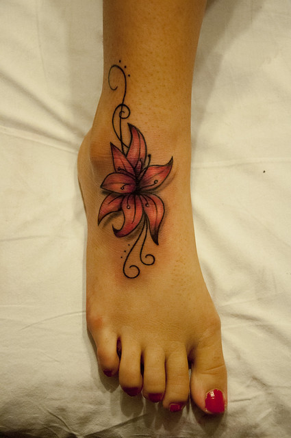 flower foot tattoo