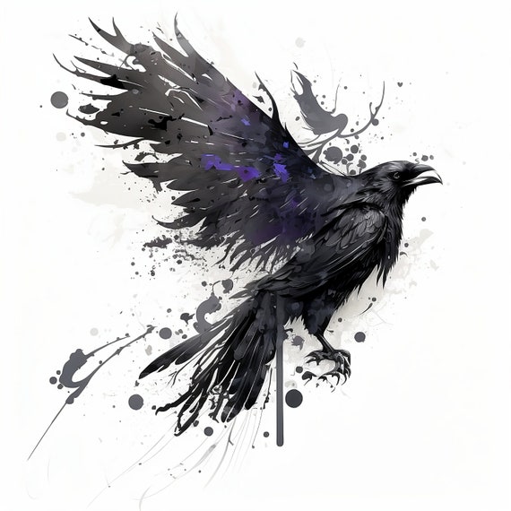 flying raven tattoo