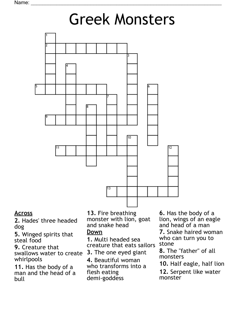 folklore monster crossword