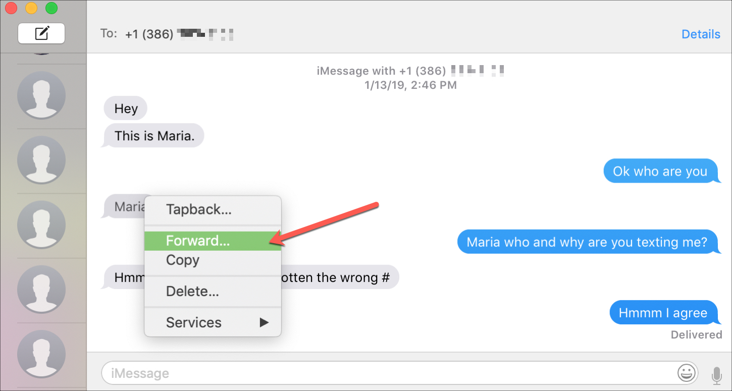 forward messages to ipad