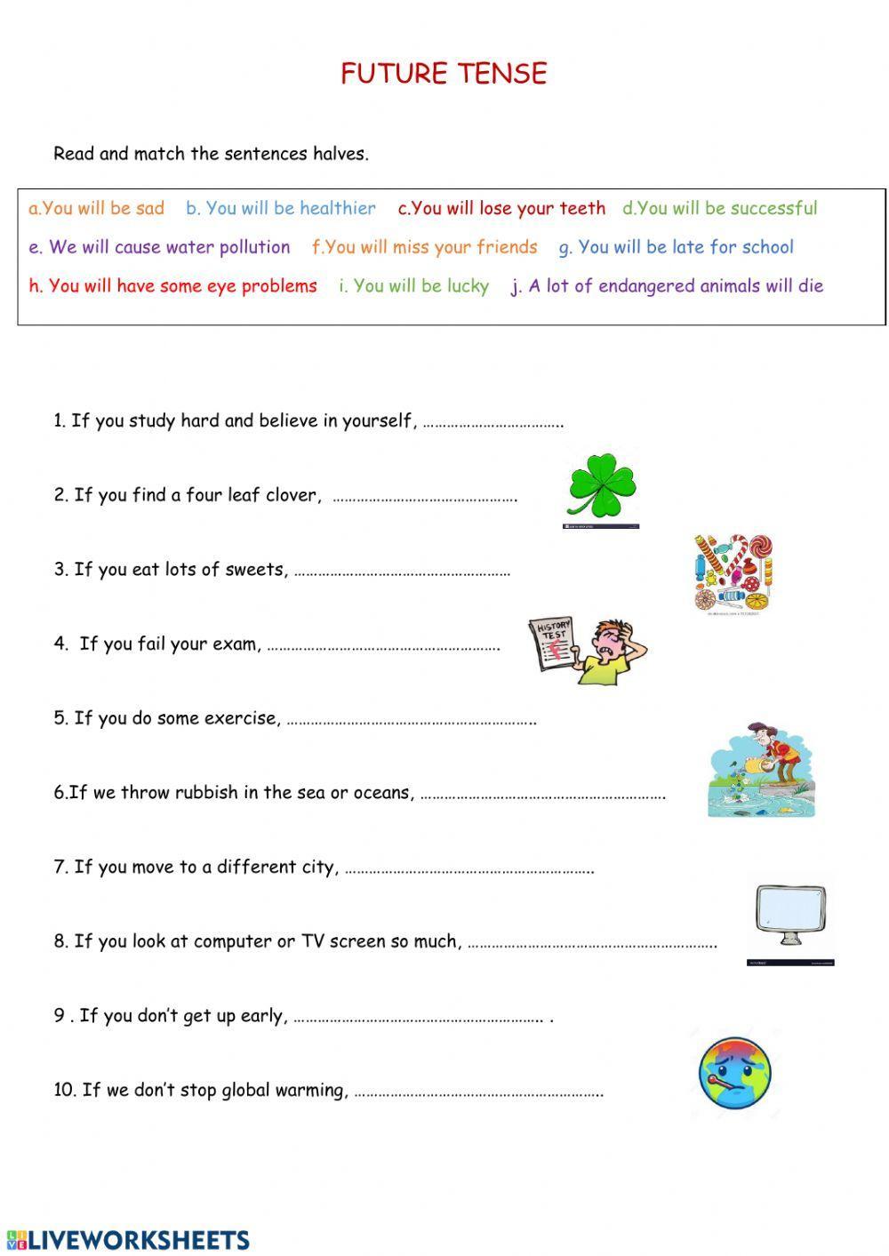 future tense live worksheet