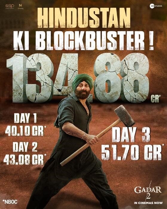 gadar 2 box office collection day 3 in hindi