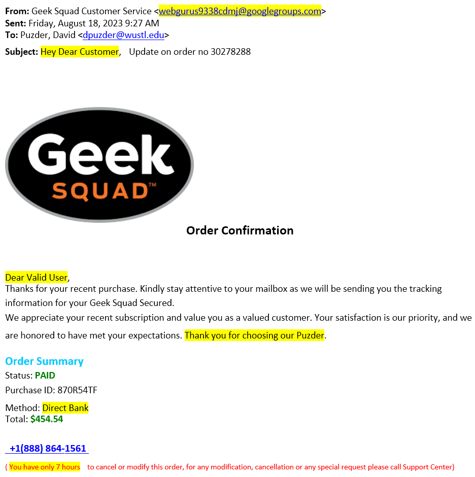 geek squad phone number