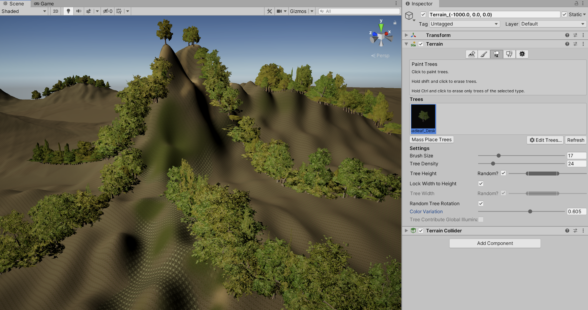 generate terrain unity