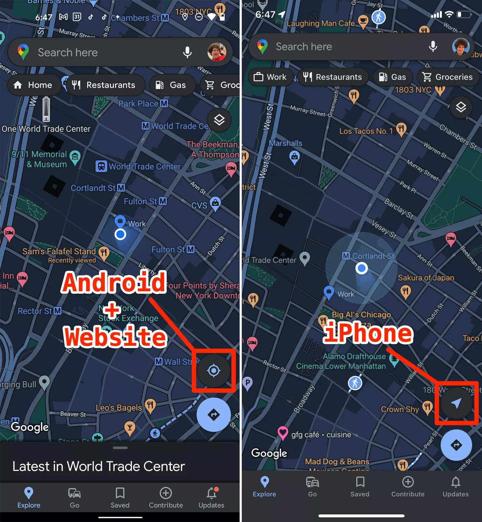 get current latitude and longitude google maps