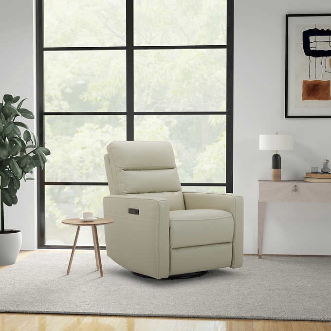 gilman creek leather power swivel glider recliner