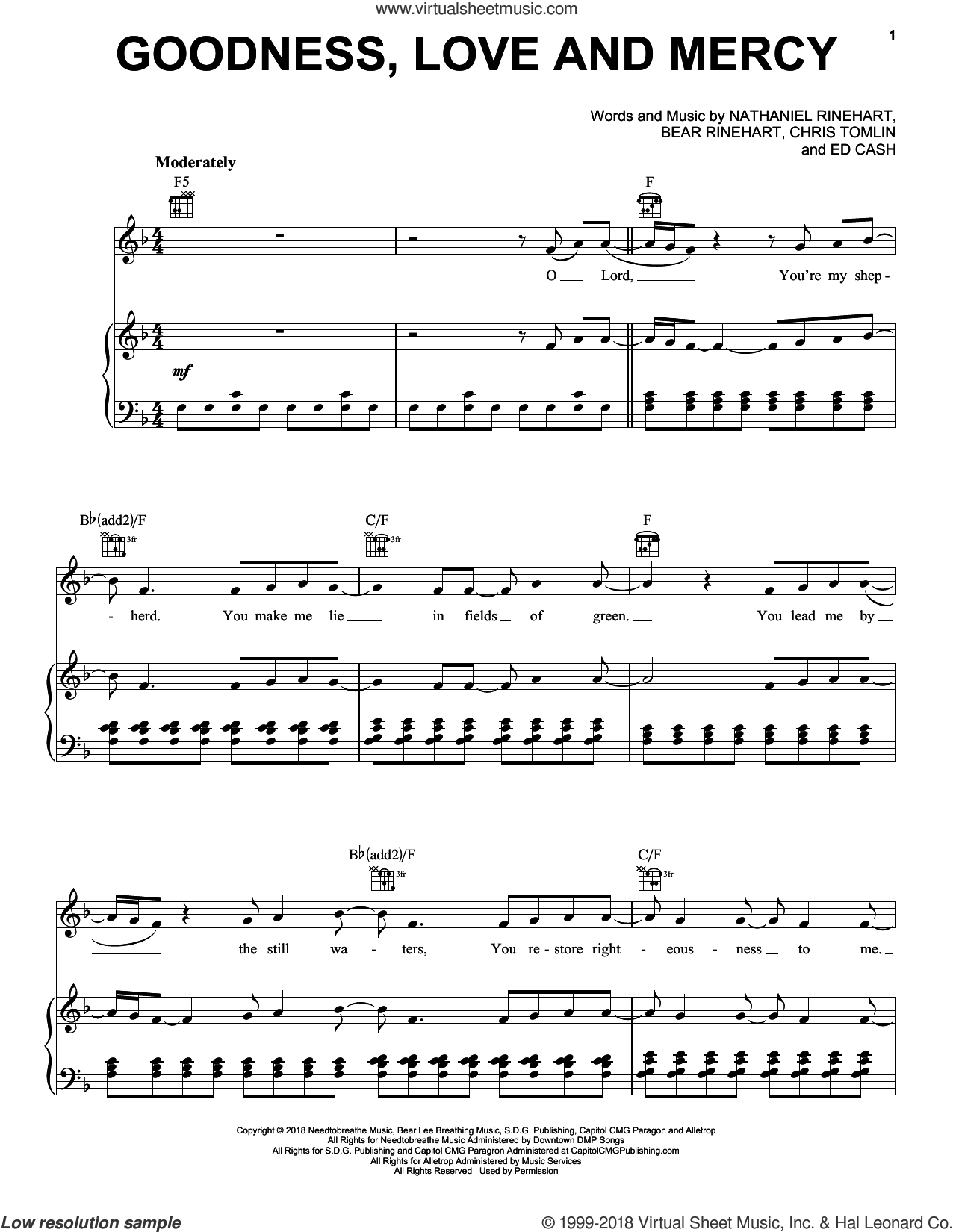 goodness love and mercy chords