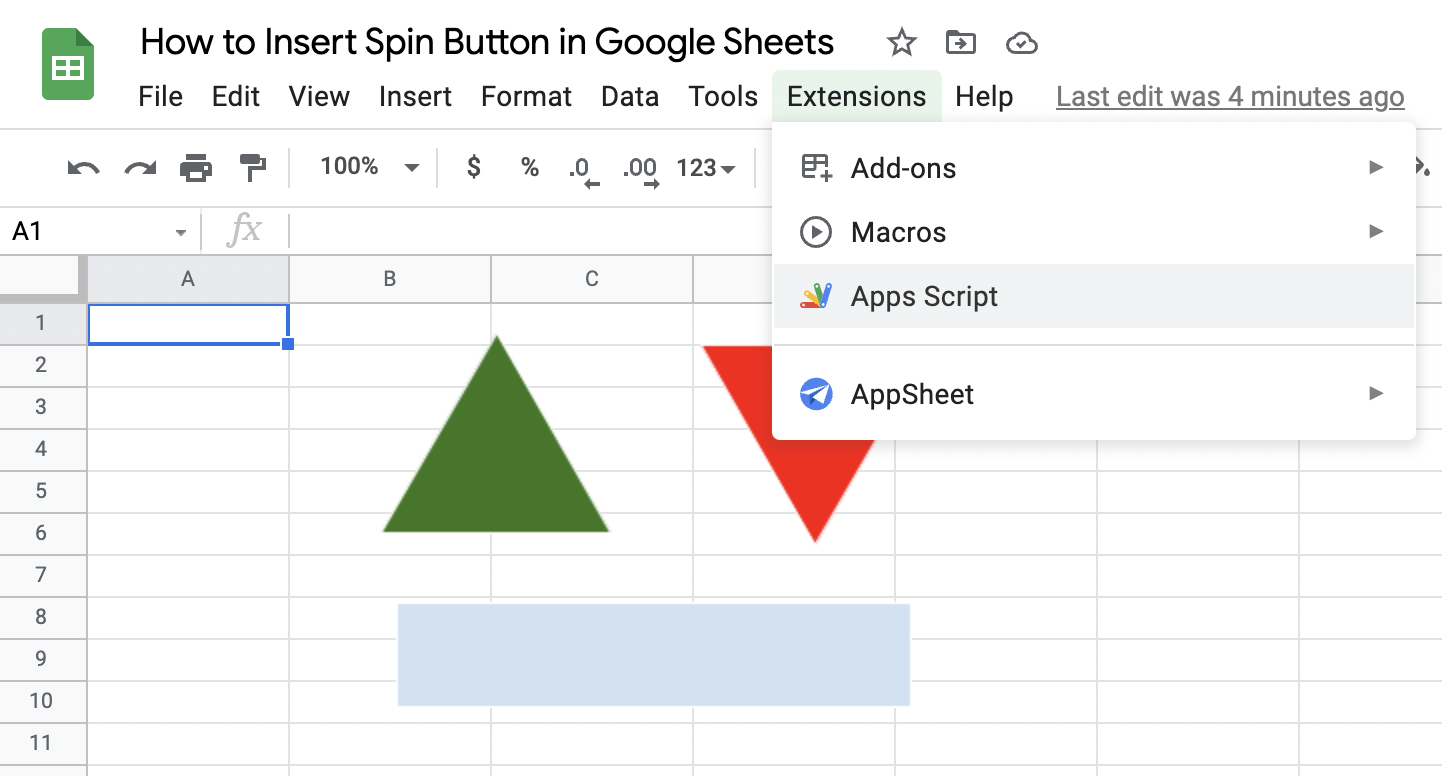 google sheets spin button