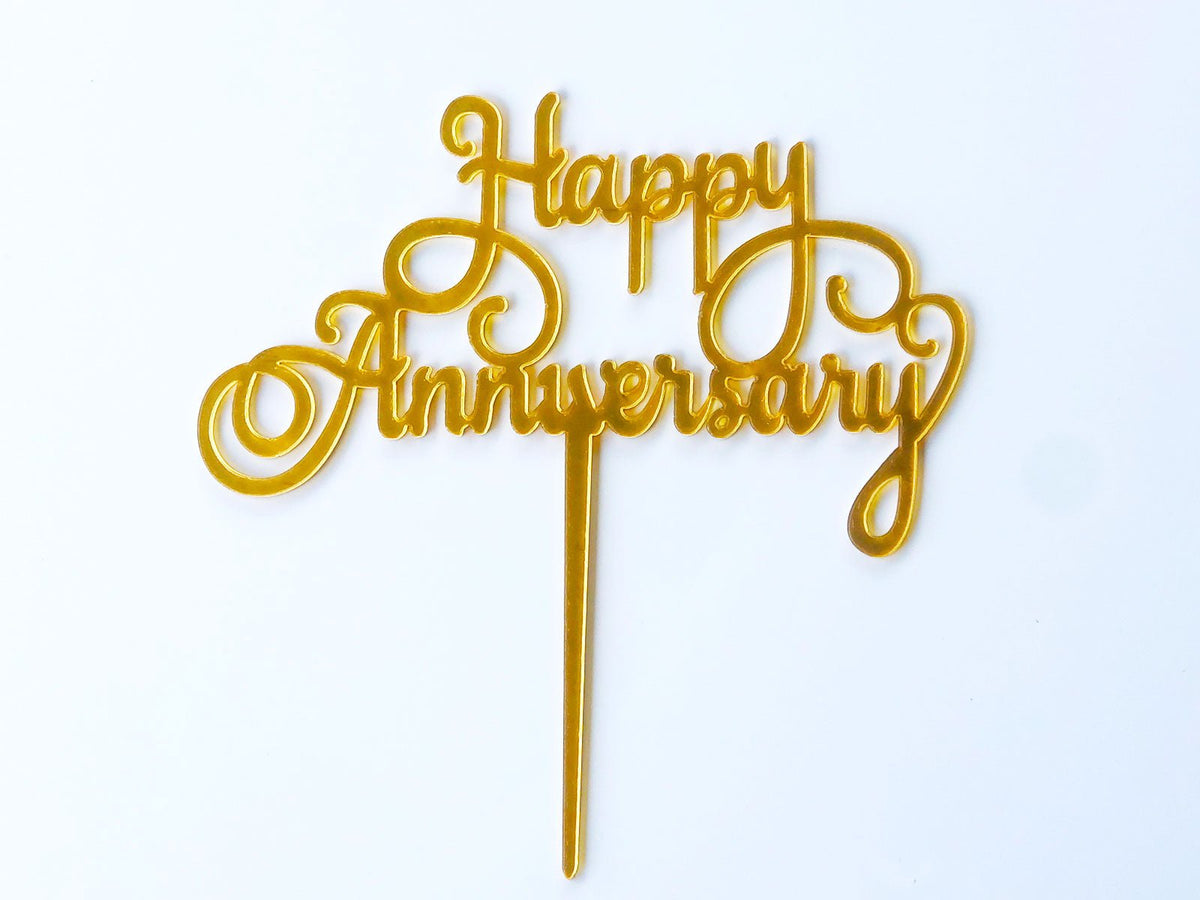 happy anniversary cake topper