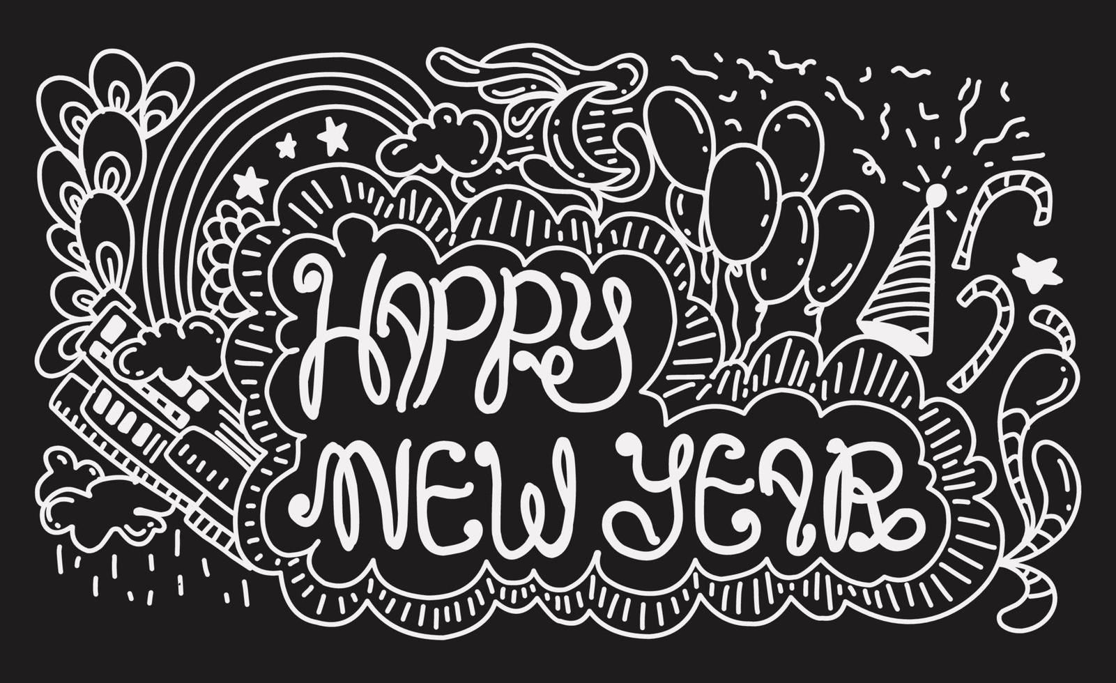 happy new year doodle art