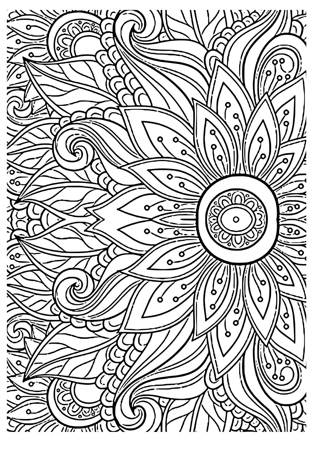 hard flower coloring pages