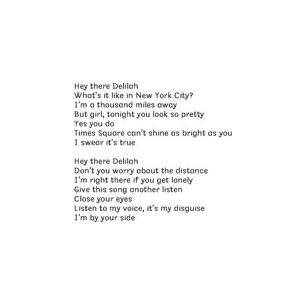 hello delilah lyrics