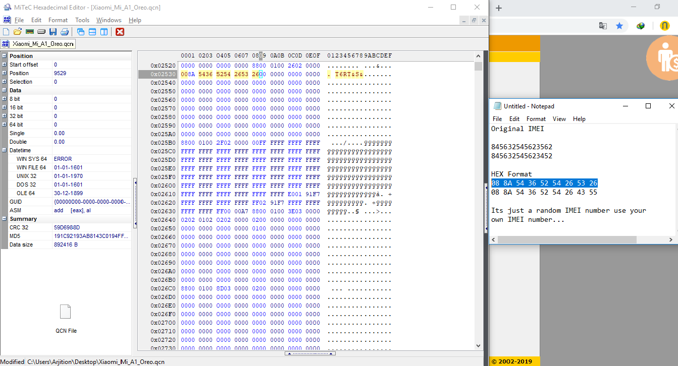 hex editor imei ändern