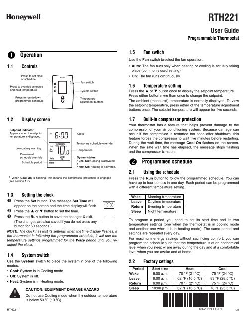 honeywell thermostat manual francais