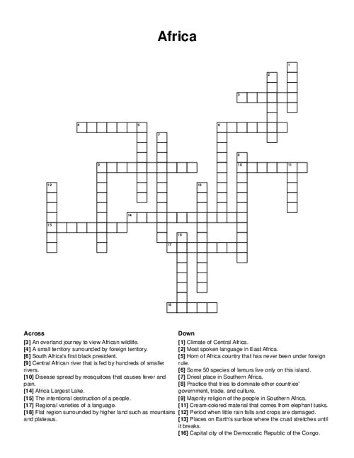 horn of africa country crossword