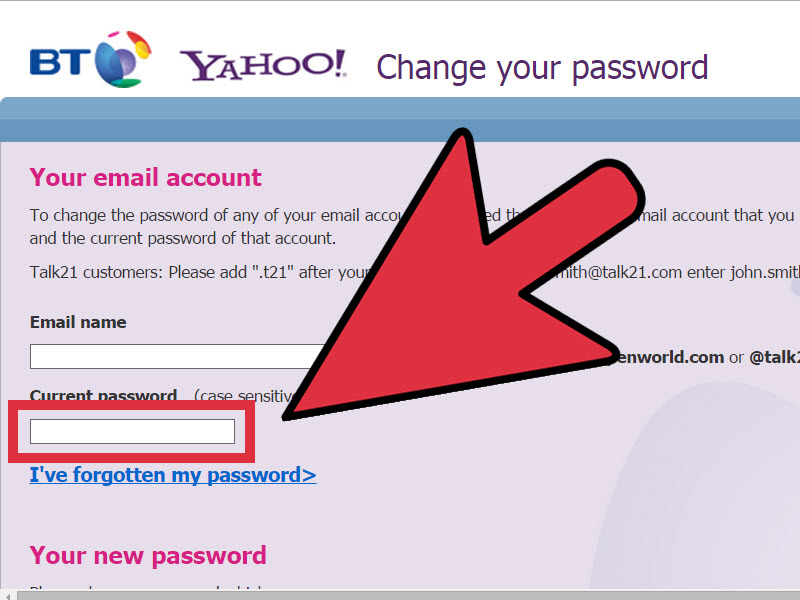 how do you change your bt email password