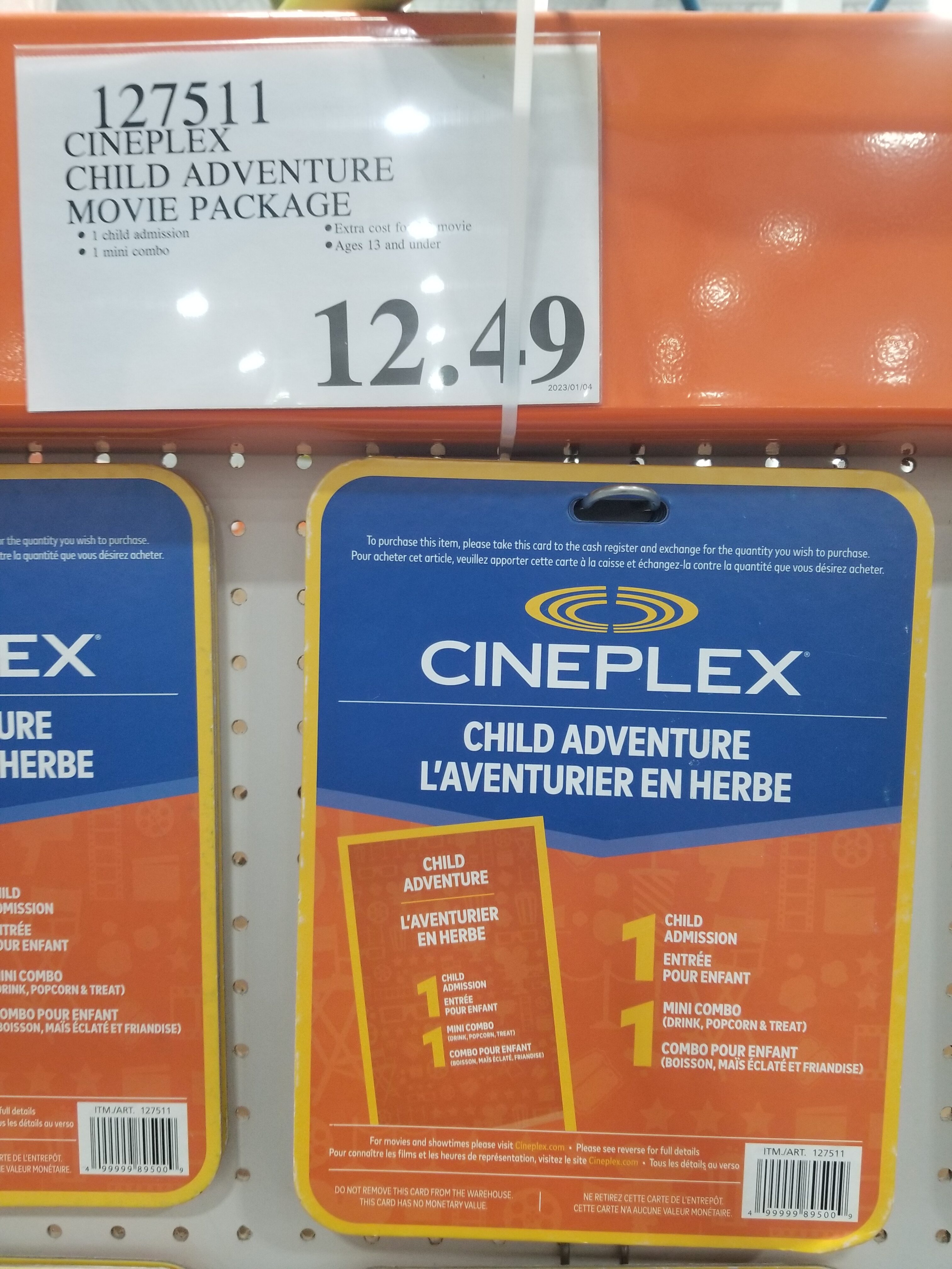 how much are movie tickets at costco canada