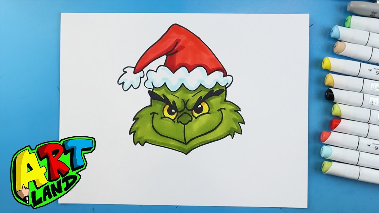 how to draw the grinch face