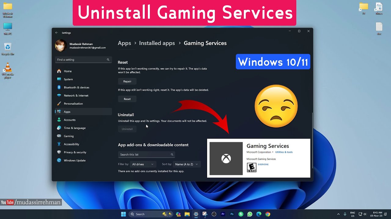 how to remove gaming services