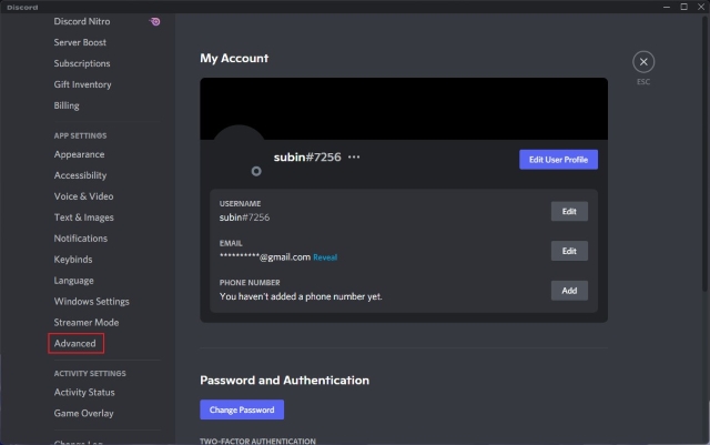 how to turn on developer mode on discord