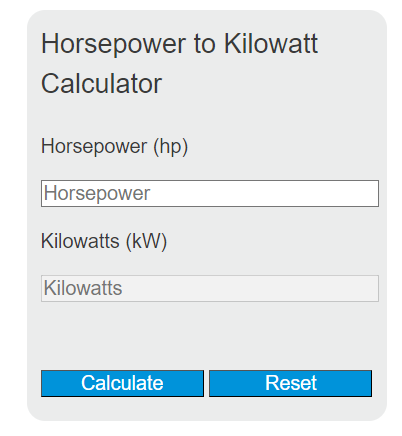 hp to kilowatt conversion