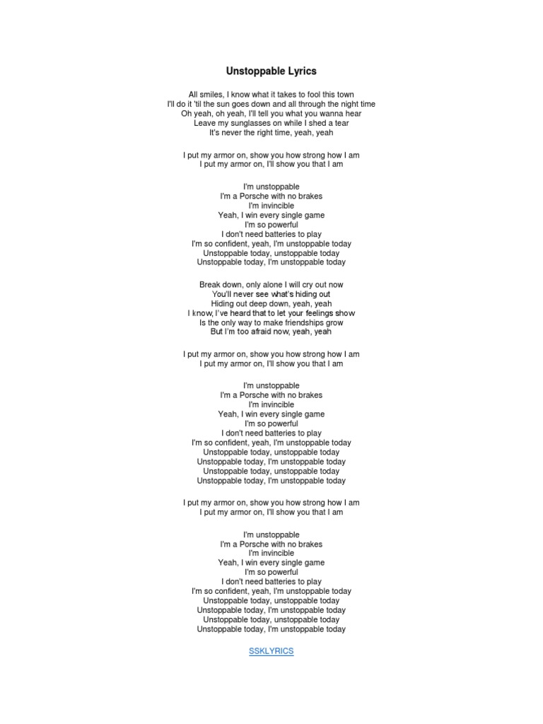 i m unstoppable lyrics