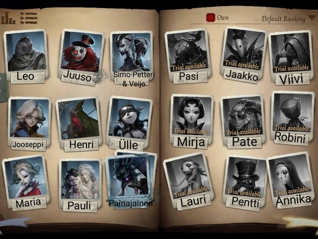 identity v characters name