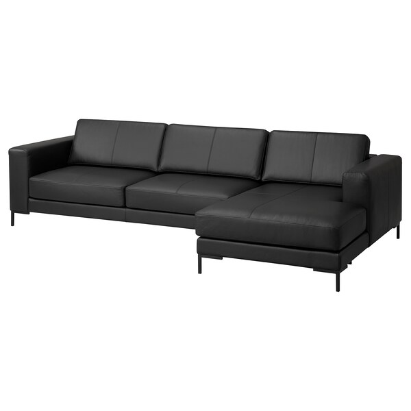 ikea black leather couch