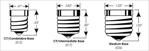 incandescent light bulb size chart