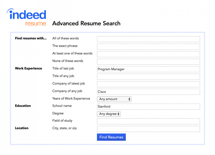 indeed resume search