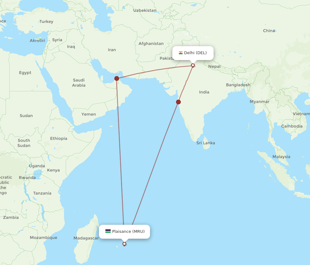 india to mauritius distance by flight