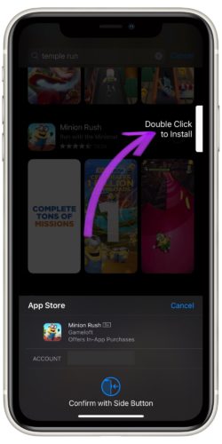 iphone double click to install