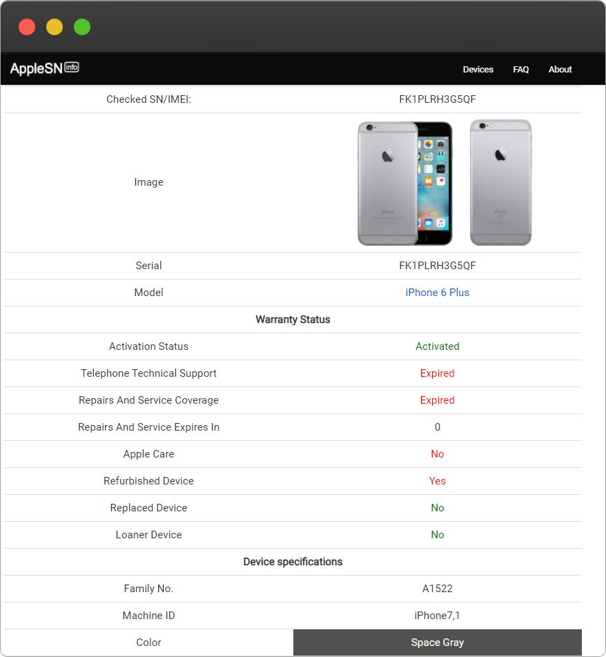 iphone specifications by serial number