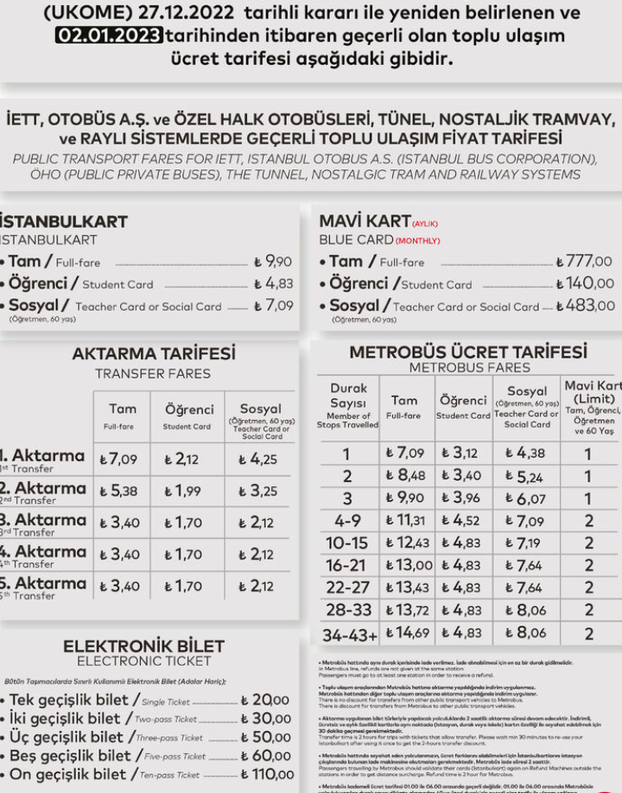 istanbul kart metro ücreti