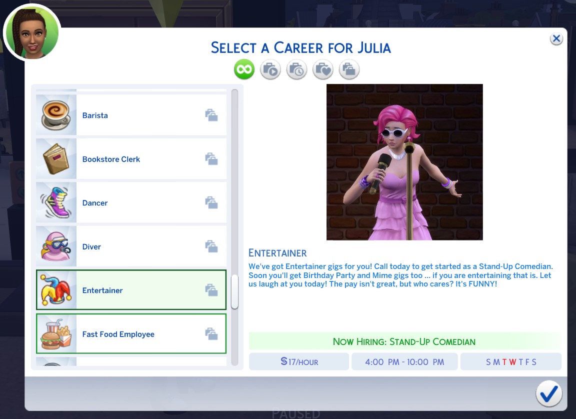 jobs on the sims 4