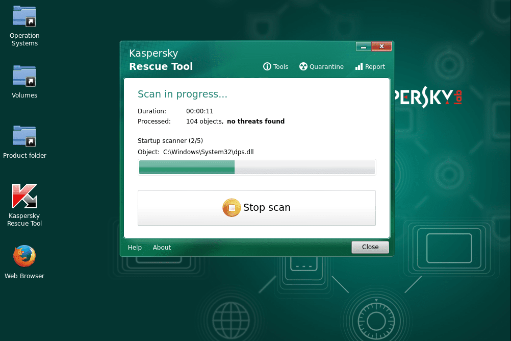 kaspersky live scan