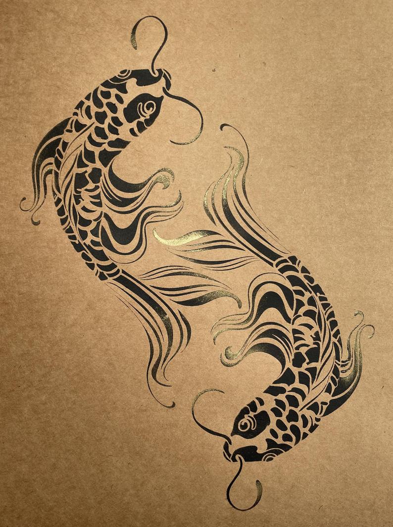 koi carp fish stencil