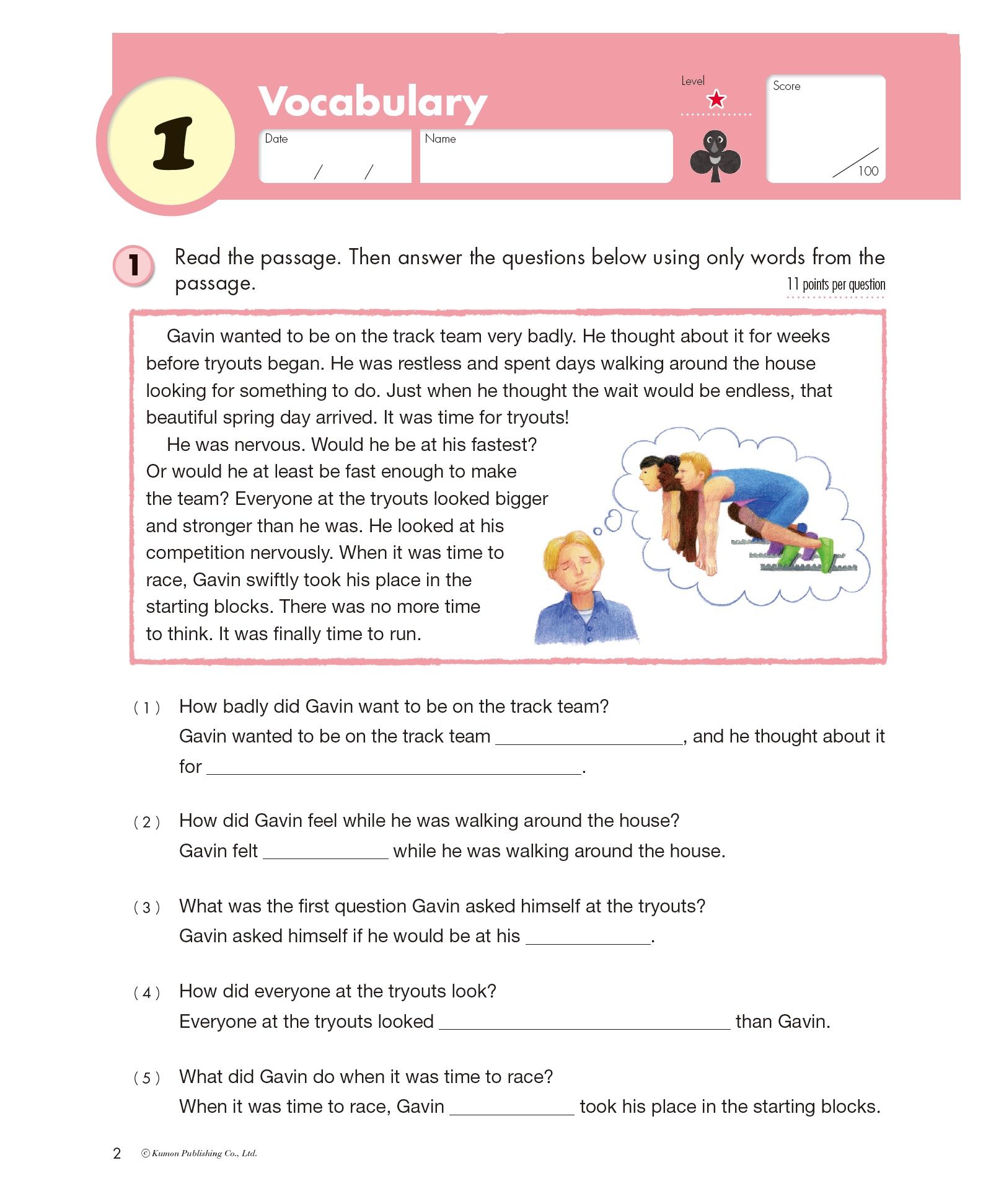 kumon 4a level reading worksheets